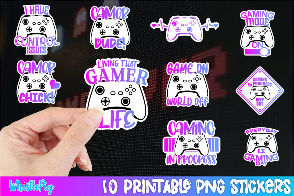 Video Game Printable Stickers Mini Bundle 1 - So Fontsy