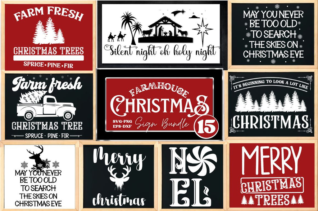 Vintage Farmhouse Christmas Sign SVG Bundle - So Fontsy