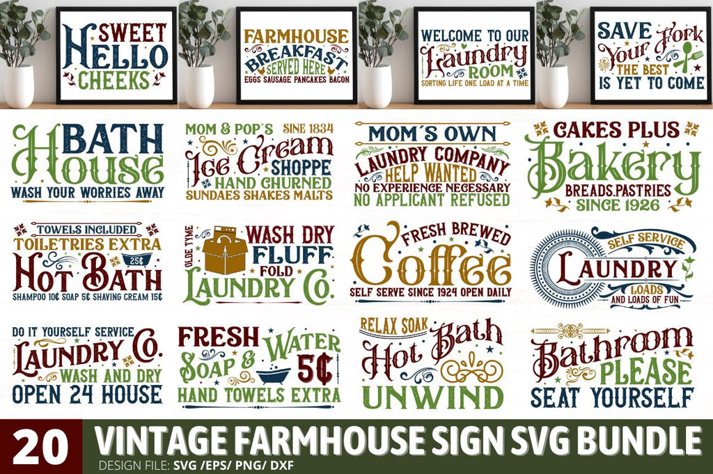 Vintage Farmhouse Sign Svg Bundle - So Fontsy