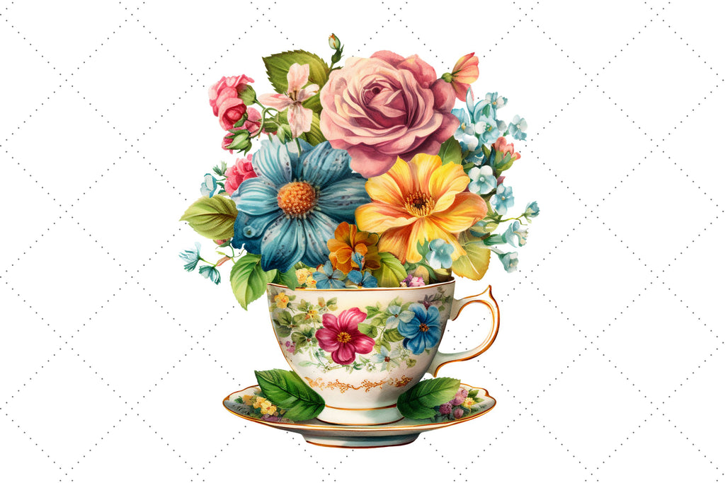 flower tea pot clip art