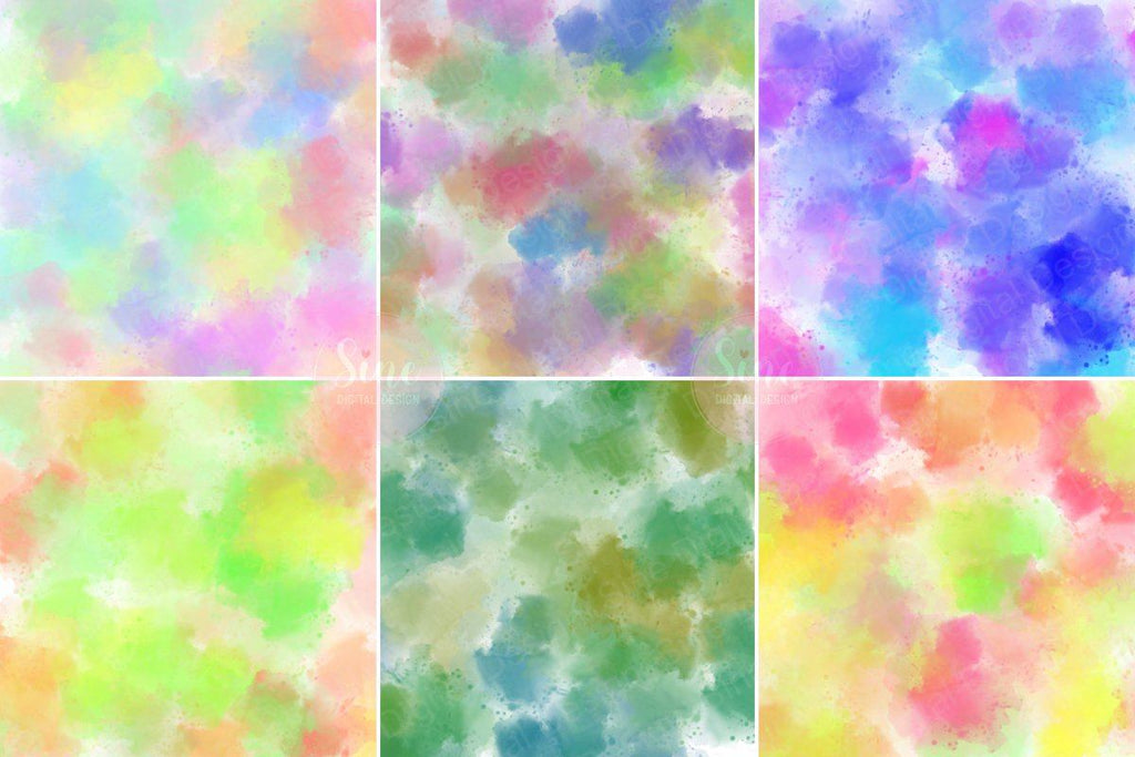 Watercolor Rainbow Splash Digital Papers Background Pack - So Fontsy