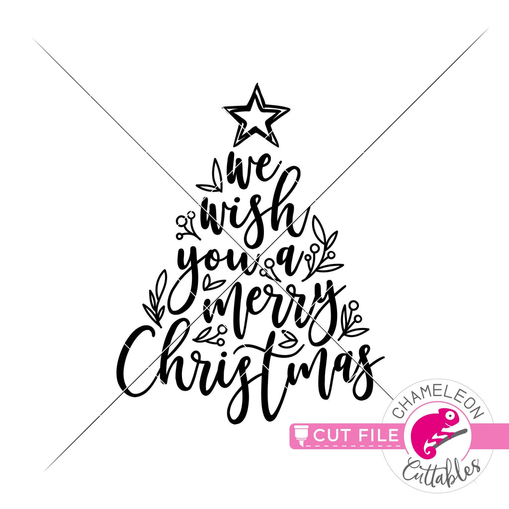 We wish you a merry Christmas tree svg png dxf - So Fontsy