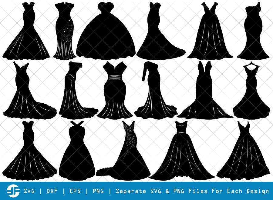 Wedding Dress SVG Cut Files | Sexy Dress Silhouette Bundle