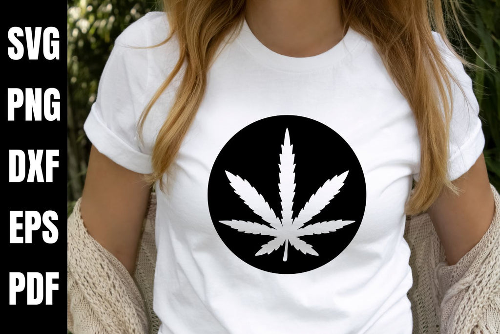 Weed Cannabis Leaf Round SVG Design - So Fontsy