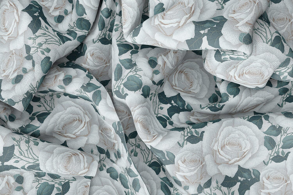 White Rose Digital Paper Seamless Floral Pattern - So Fontsy