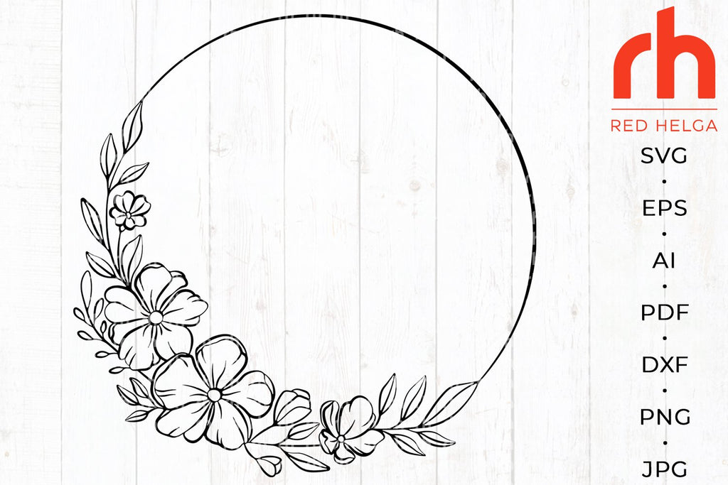 Floral Wreath Monogram Frame SVG Cut File - So Fontsy