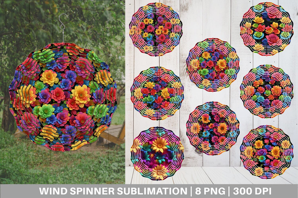 Wind Spinner 3D Flower Colorful - So Fontsy