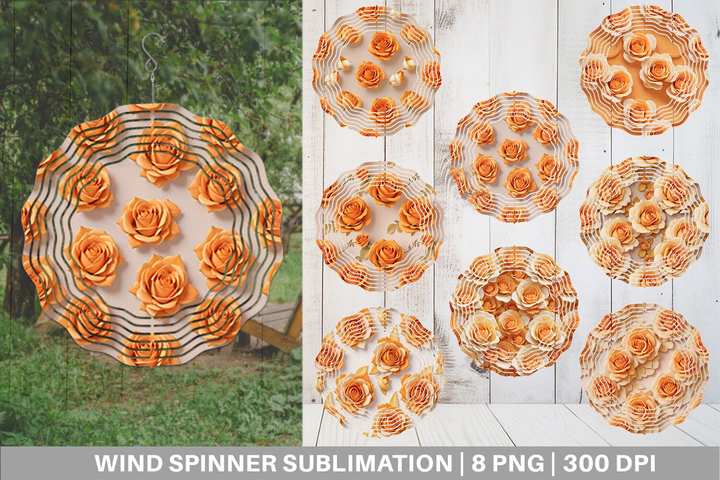 Wind Spinner 3D Orange Roses - So Fontsy