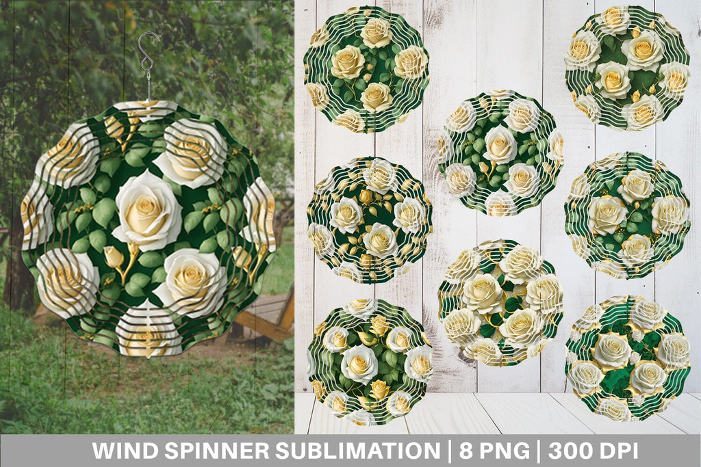 Wind Spinner 3D Golden Roses - So Fontsy