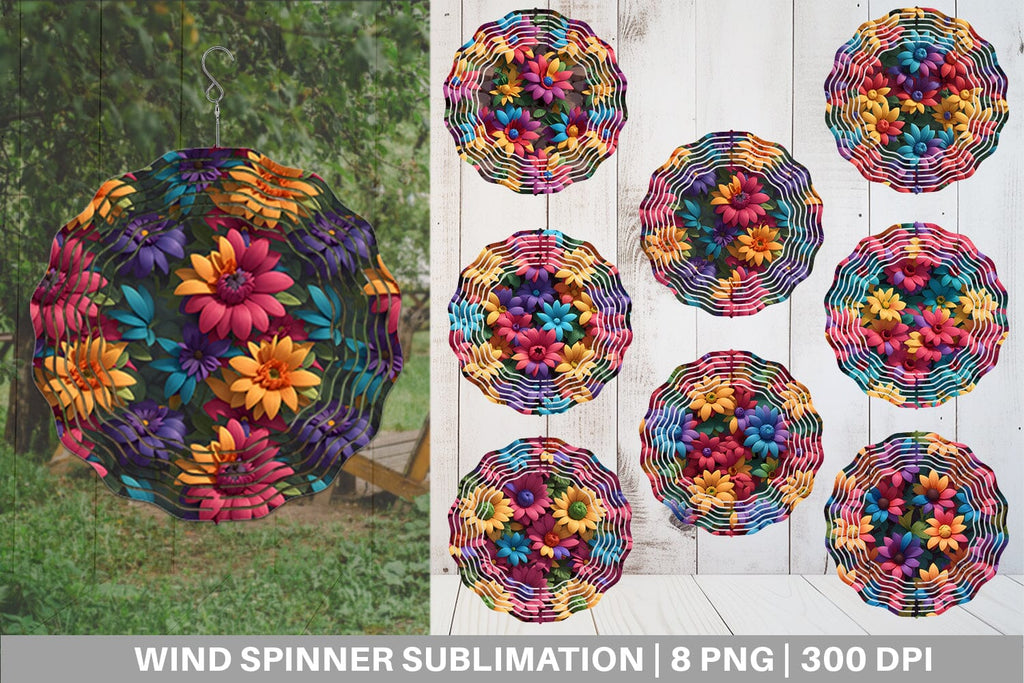 Wind Spinner 3D Flower Colorful - So Fontsy