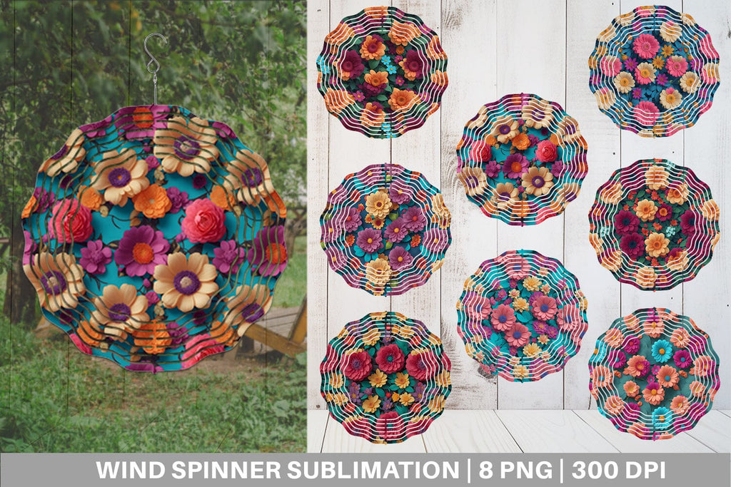Wind Spinner 3D Flowers Pattern - So Fontsy