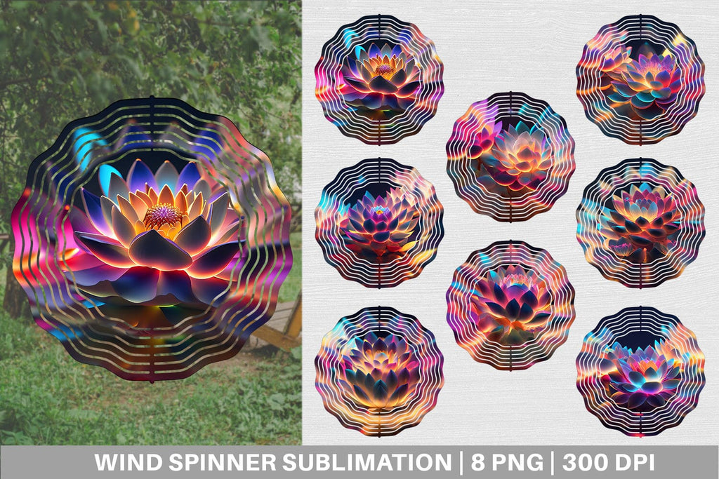 3D Lotus flower neon Light Wind Spinner | Sublimation - So Fontsy