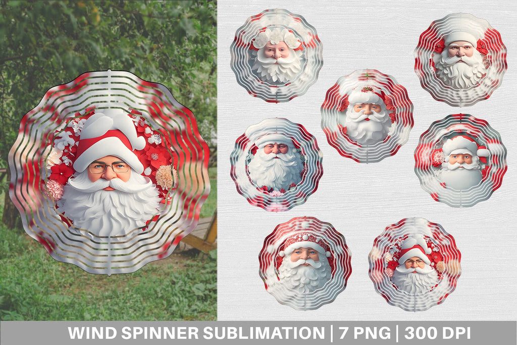 3D Santa Claus Wind Spinner | Sublimation Spinner Design - So Fontsy