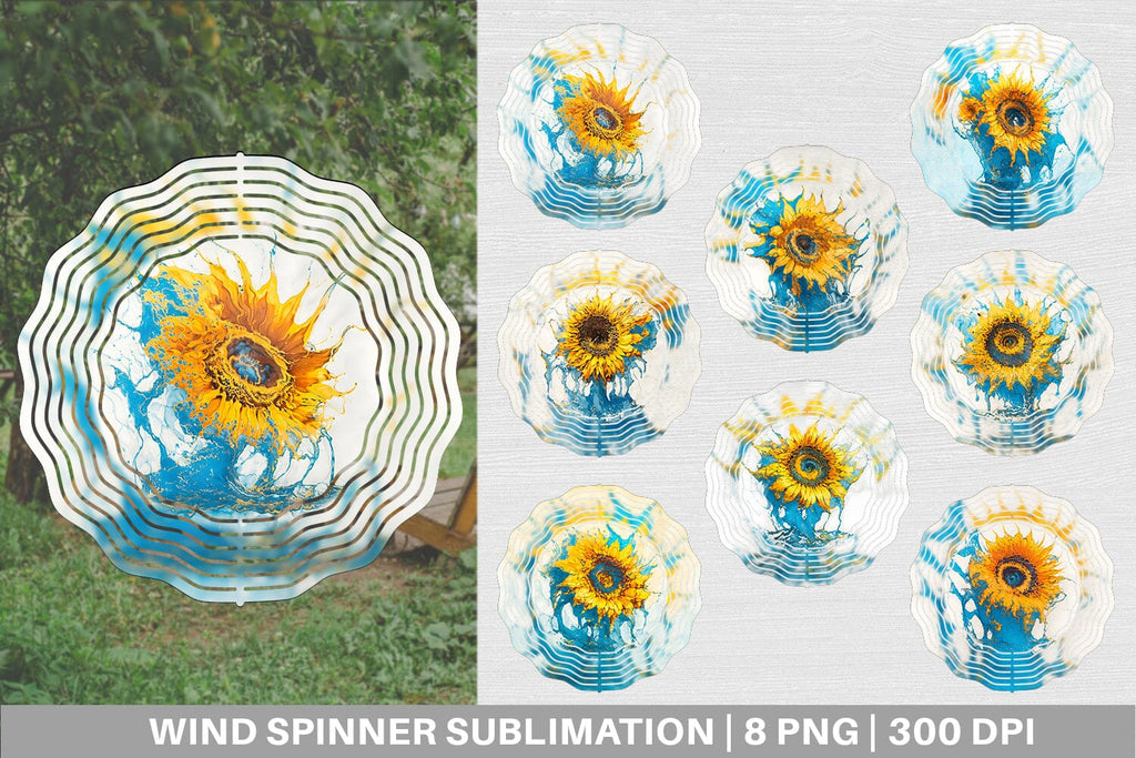 Sunflower Splash art of water Wind Spinner | Sublimation - So Fontsy