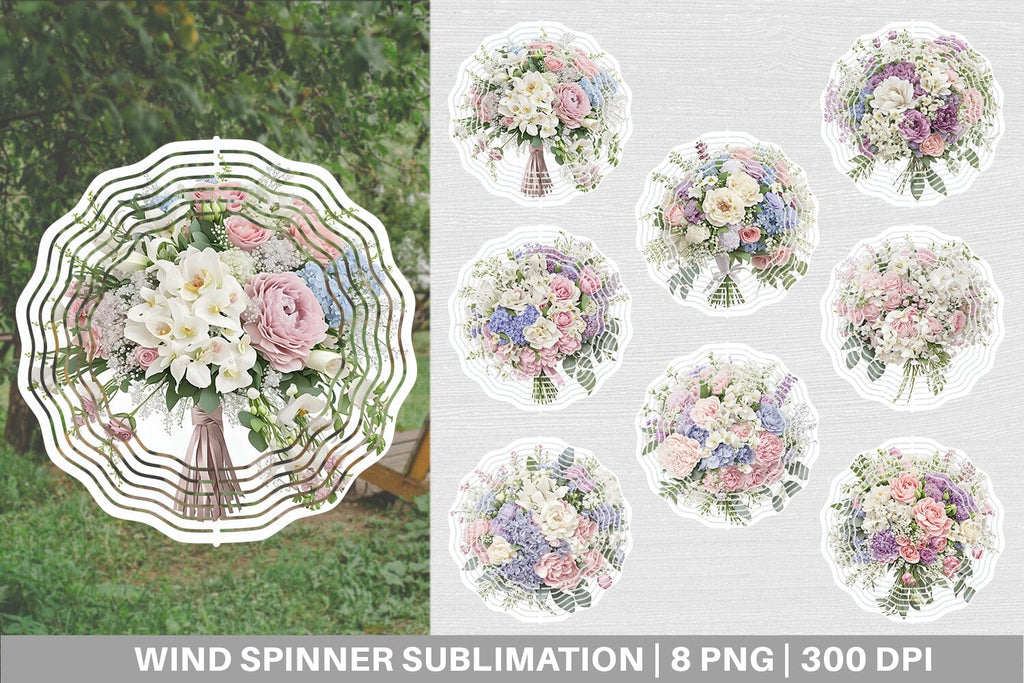 Floral bouquet Wind Spinner | Sublimation Spinner Design - So Fontsy