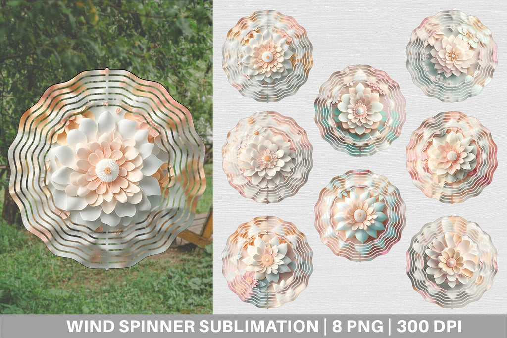 3D flower Paper art pastel Wind Spinner | Sublimation - So Fontsy
