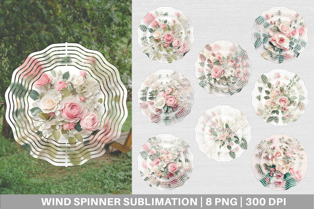 3D floral bouquet Wind Spinner | Sublimation Spinner Design - So Fontsy