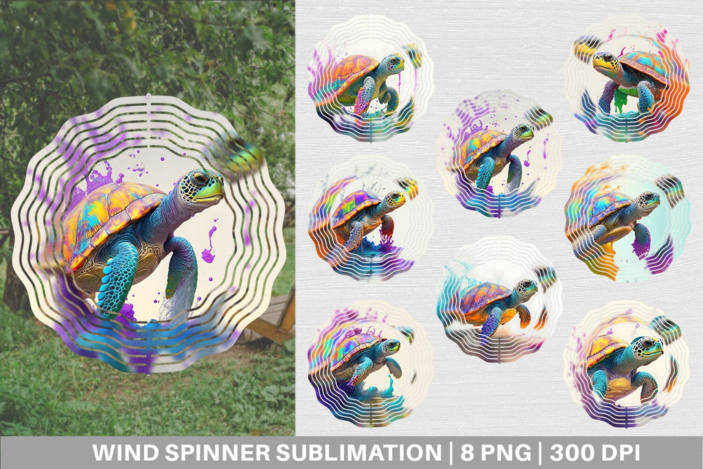 3D Turtle Splash art Wind Spinner | Sublimation Spinner - So Fontsy