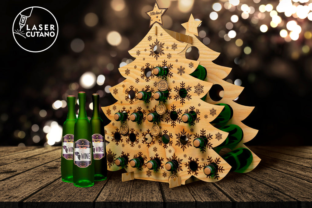 Wine Christmas Advent Calendar Wine Bottle Holder Wood Laser Cut wine-christmas-advent-calendar-wine-bottle-holder-wood-laser-cut