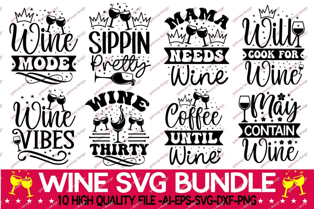 Wine Svg Bundle - So Fontsy