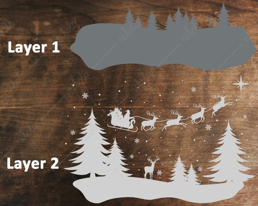 Winter Landscape Christmas Santa Sleigh Cut File SVG PNG EPS - So Fontsy