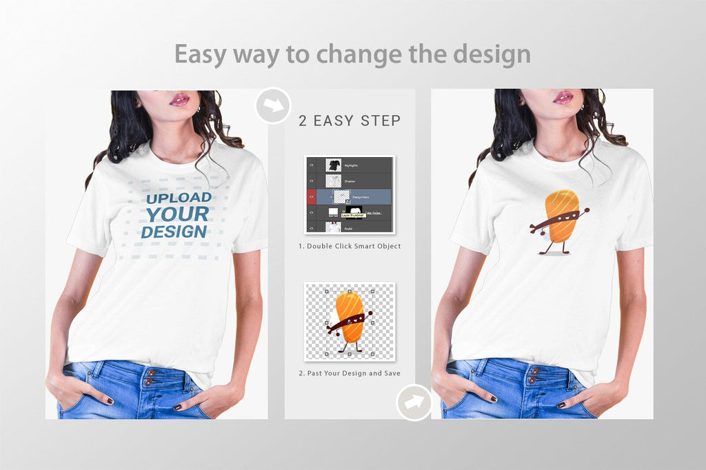 Woman T-Shirt Mock-Up Bundle - So Fontsy