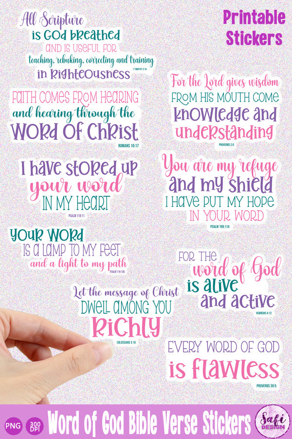 Christian Bible Verse Stickers Bundle, Printable Stickers