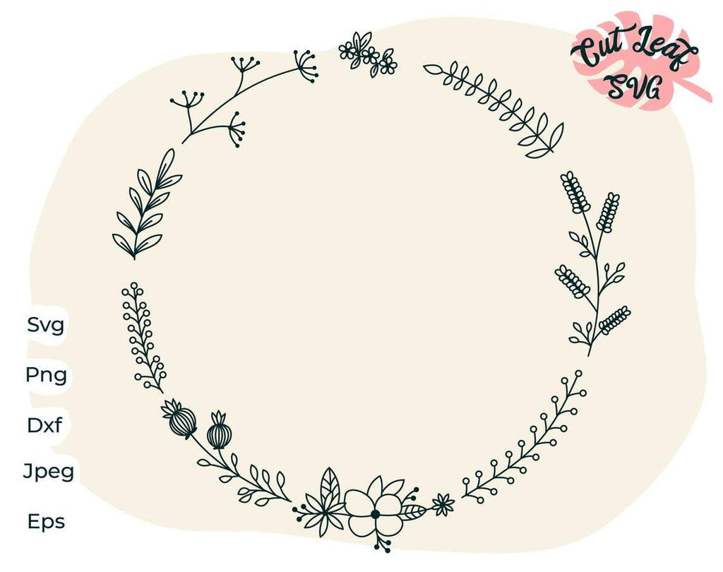 Circle Floral Monogram Frame SVG Cut File - So Fontsy