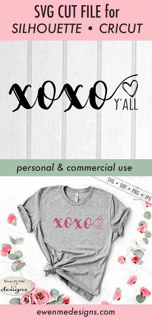 xoxo yall - Valentine Heart - Hugs Kisses - SVG - So Fontsy
