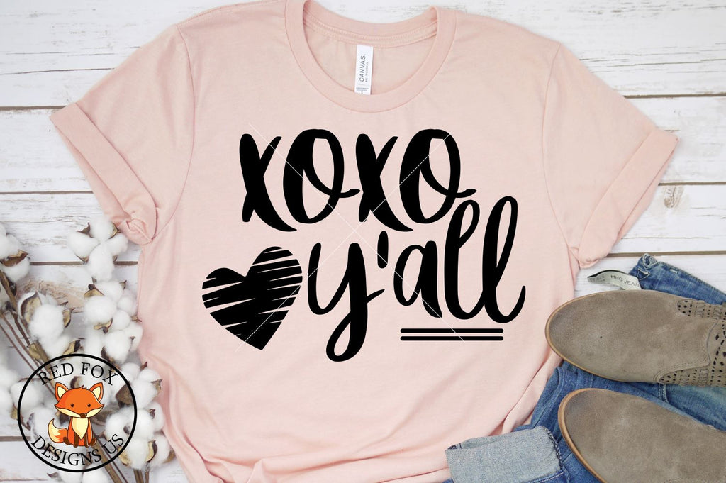 Xoxo y'all, Valentines day svg png dxf cut files - So Fontsy