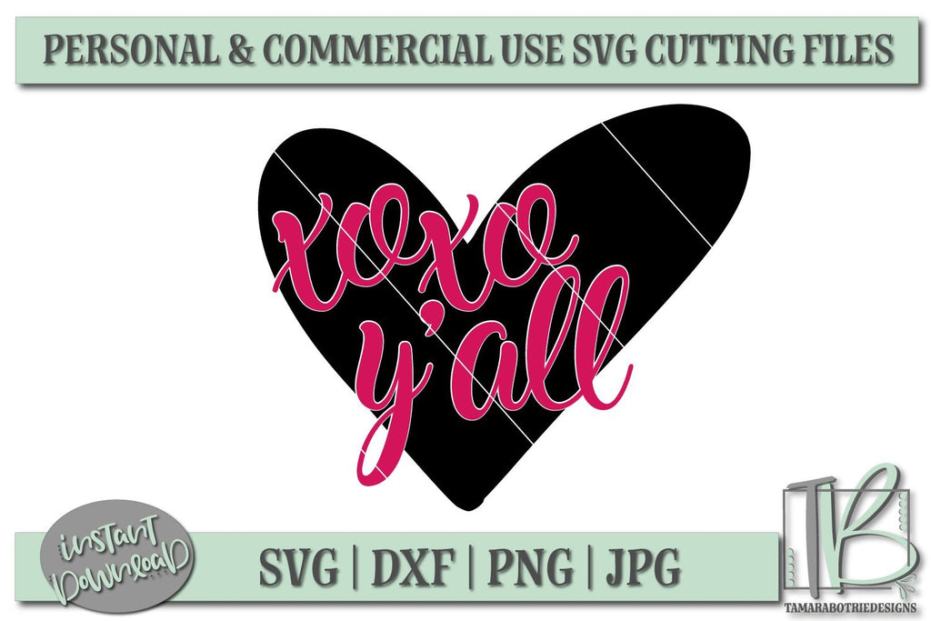 XOXO Y'all With Heart SVG File, Valentine's SVG File - So Fontsy