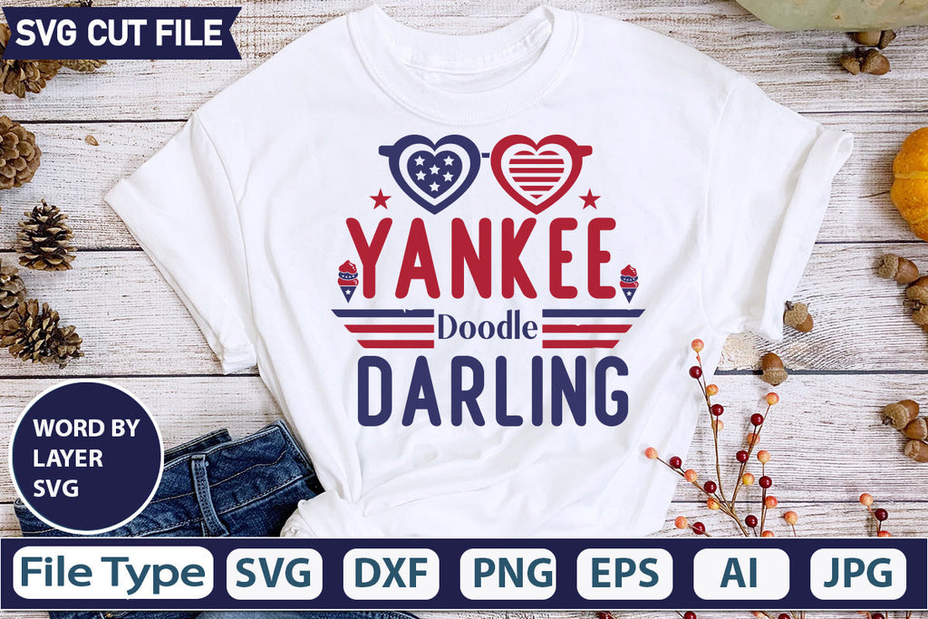 Yankee Doodle Darling Svtg Cut File, SVG Patriotic Fighter Pilot Aviator  Sunglasses Stars Stripes Clipart Clip Art Sublimation or Vinyl Shirt Design