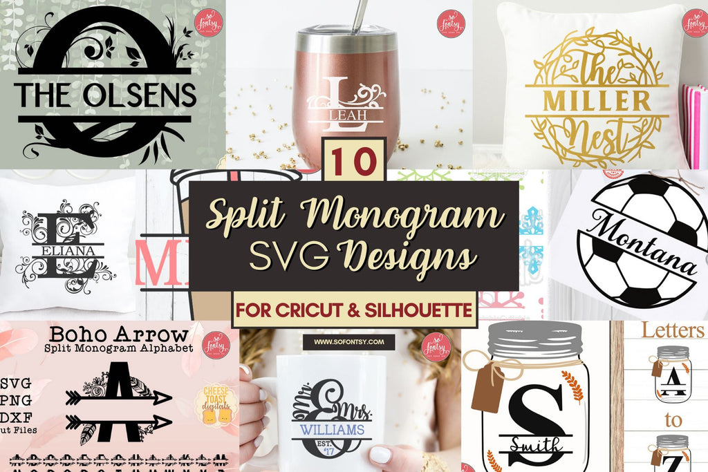 10 Split Monogram SVG Designs For Cricut & Silhouette - So Fontsy