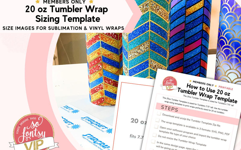 20oz Tumbler Wrap Sizing Template