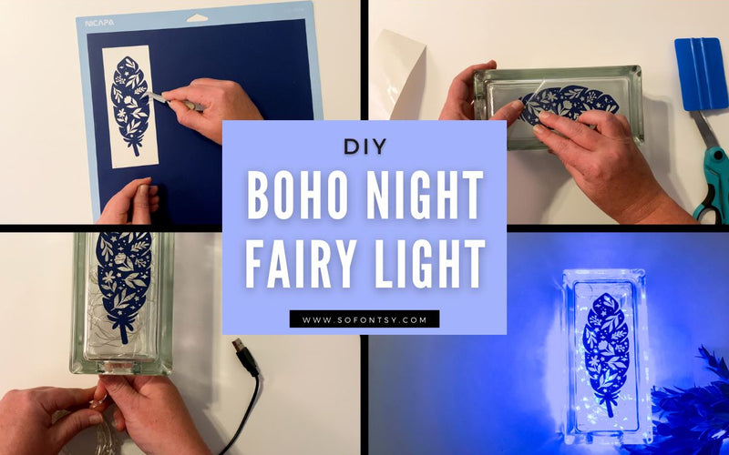 Boho Fairy Light Glass Block Night Light