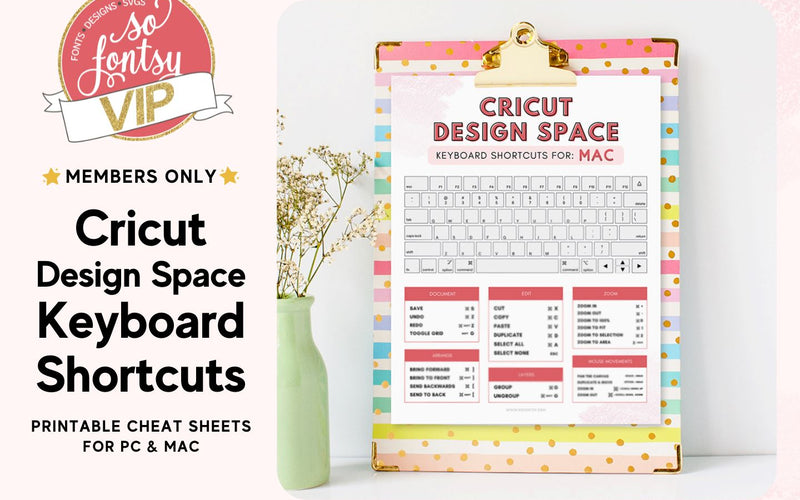 Cricut Design Space Keyboard Shortcuts Printable Cheat Sheet