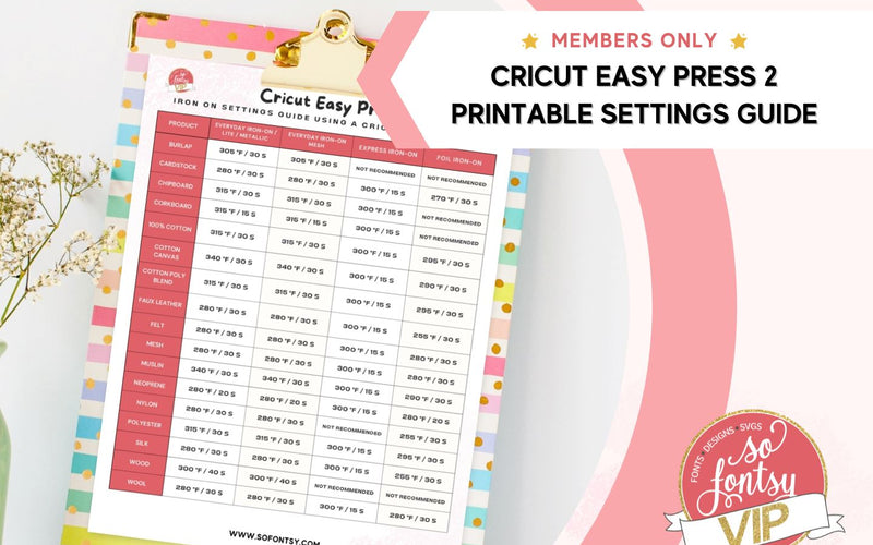 Cricut Easy Press 2 Iron On Settings Guide