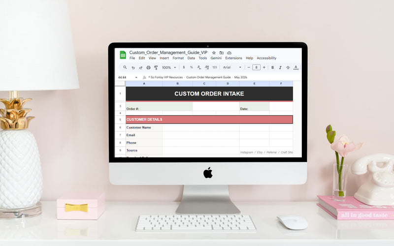 Custom Order Management Workbook