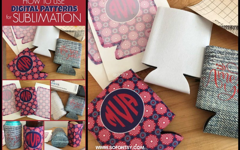 Digital Patterns for Sublimation Tutorial & Free Can Cooler SVG Template