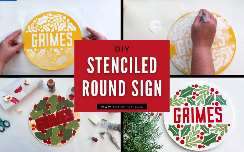DIY Christmas Stenciled Family Sign