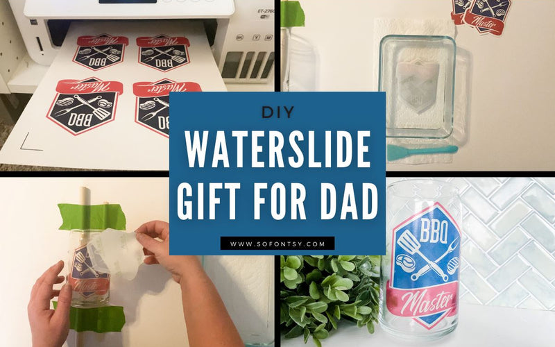 DIY Waterslide paper Glass Can | Great gift for Dad