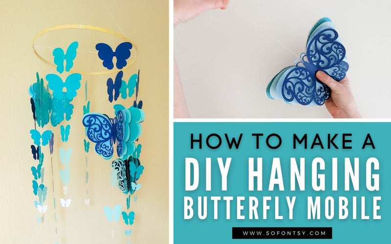 Double sided 3d layered paper butterfly and hanging mobile