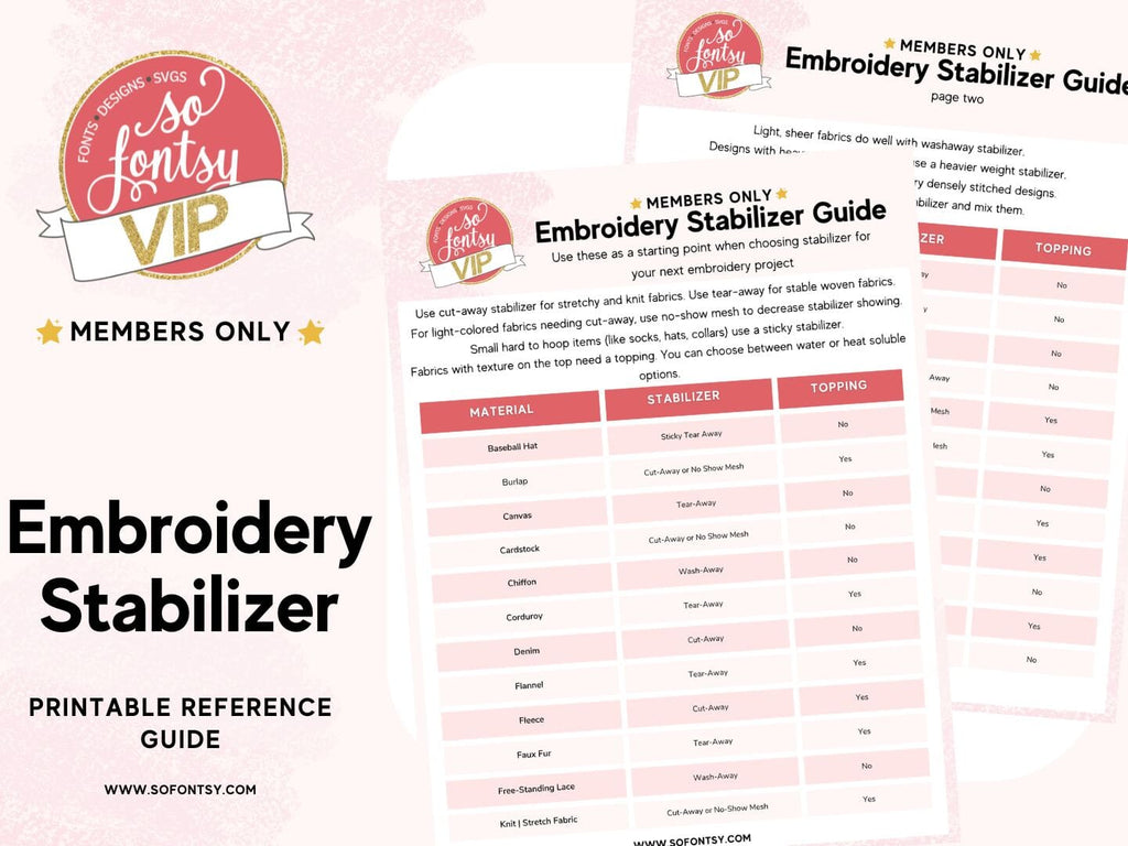 Stabilizer Know How Chart Embroidery Stabilizer Guide - So Fontsy