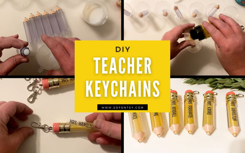 Glitter Pencil Keychains