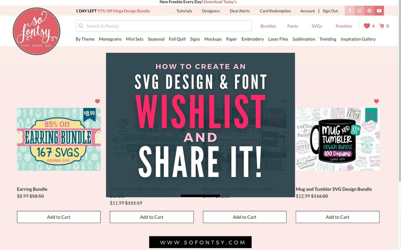 How to Create an SVG Design & Font Wishlist on So Fontsy (and Share It!)