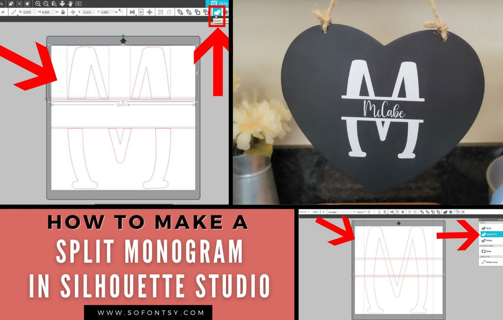 How to Make a Split Monogram in Silhouette Studio - So Fontsy