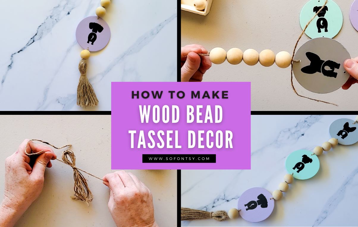 Image of WELCOME TASSEL - BROWN  Wood beads diy, Wood bead garland, Beaded  garland