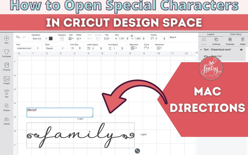 How to Open Font Special Characters / Glyphs in Cricut Design Space with a MAC