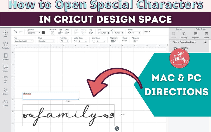 How to Open Special Characters and Font Glyphs in Cricut Design Space