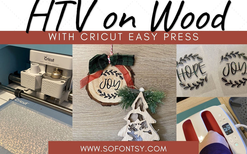 HTV On Wood Slice Ornaments Using Cricut Easy Press